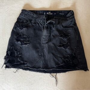 Hollister Black Distressed Denim Skirt